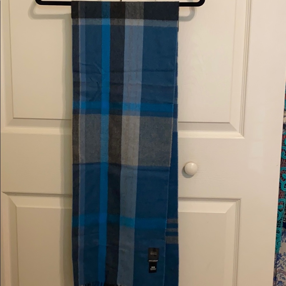 Blue 100% cashmere winter scarf